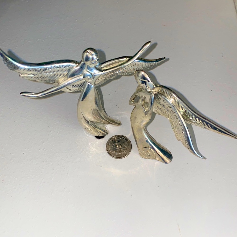 Set of two heavy pewter angeles